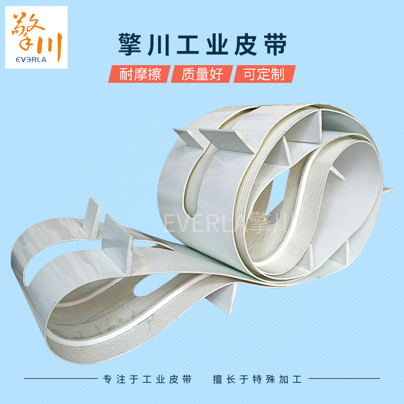 PU<a href='http://www.everla.com/shusongdai/' target='_blank'><u>输送带</u></a>打孔加挡块