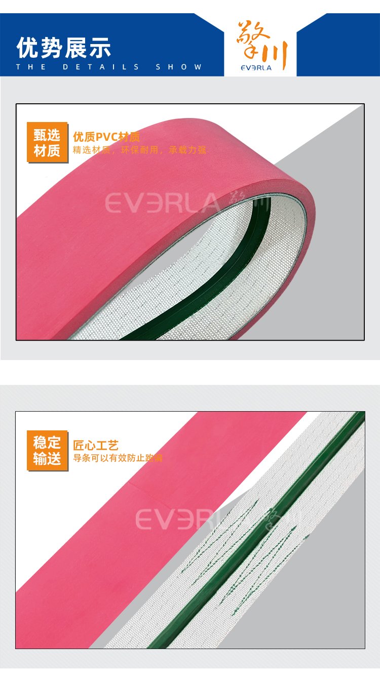 PVC输送带加导条红胶